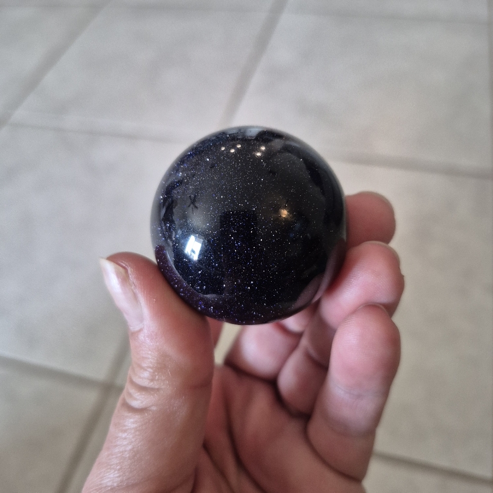 Blue Goldstone Crystal Sphere Orb #1 New - Picture 9 of 10
